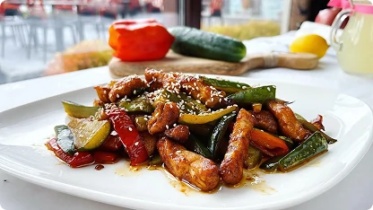 Picture of salad, with potato and beans